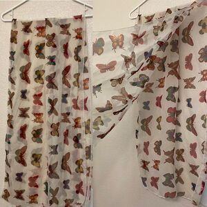semi sheer silky colorful butterfly Mariposa lightweight scarf print 21x66
